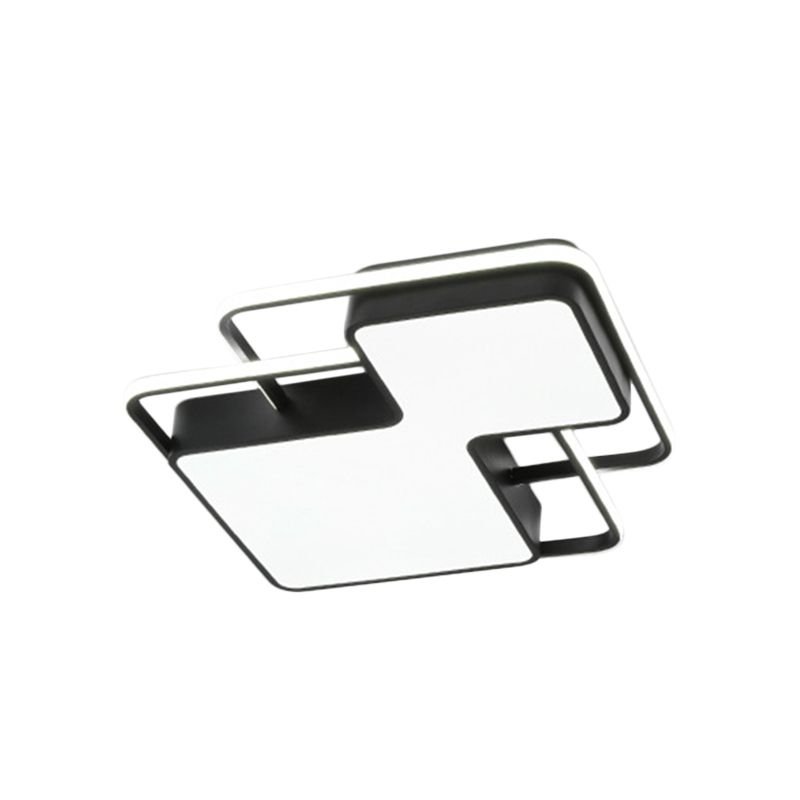 Lampe encastrée à LED géométrique noire/blanche 18"/21,5" W moderne en gel de silice proche du plafonnier en blanc/lumière 3 couleurs