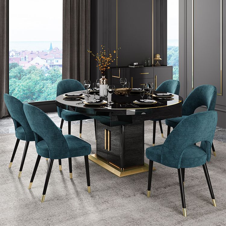 Modern Collapsible Glass Desktop Dining Table with Lockers for Dining Room