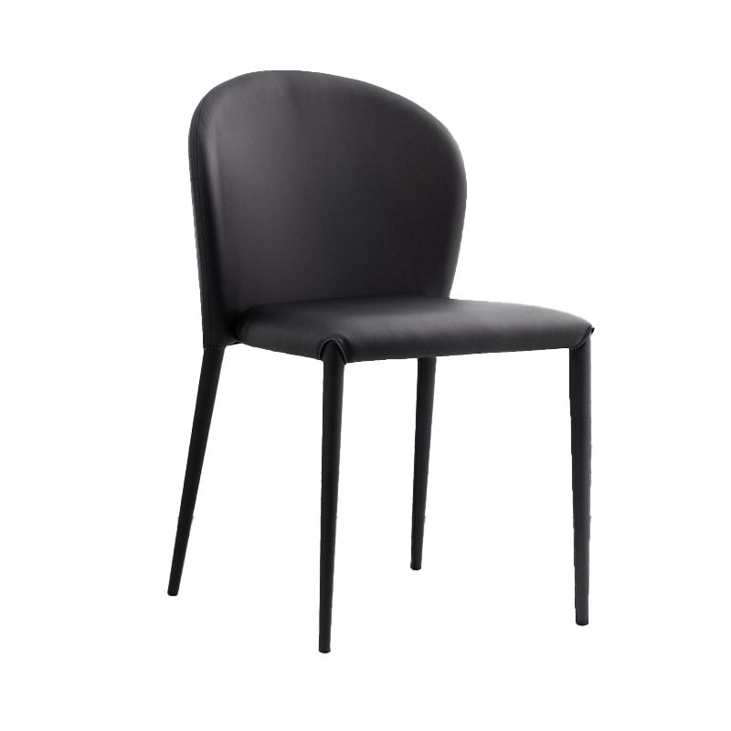 Minimalistische stijl armloze vaste achterzijde stoelen lederen eetkamerstoelen voor thuis