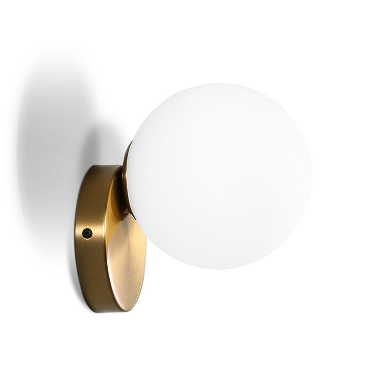 Ball Shade Glass Wall Sconce Modern Style Single Light Wall Mounted Light in Brass