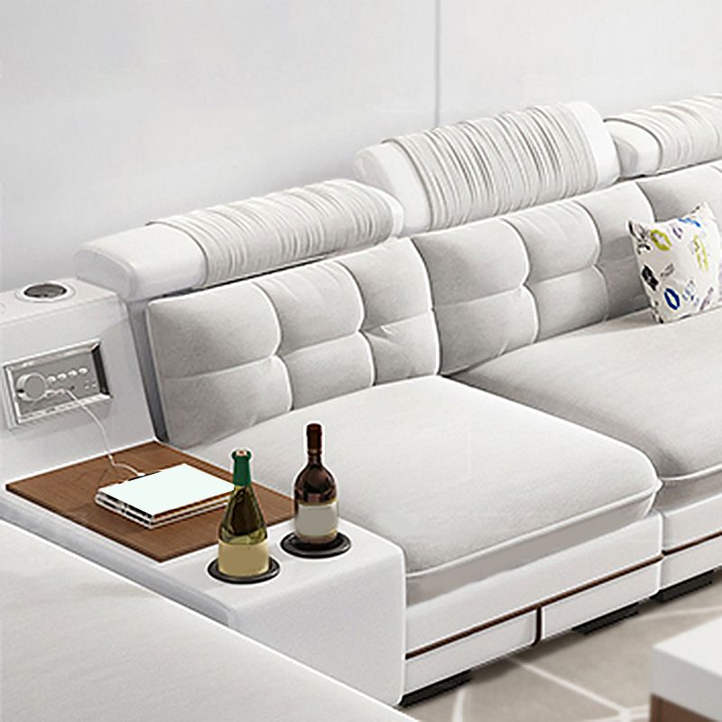 Velvet and Faux Leather Sloped Arms Modular Sectionals Sofa for Living Room