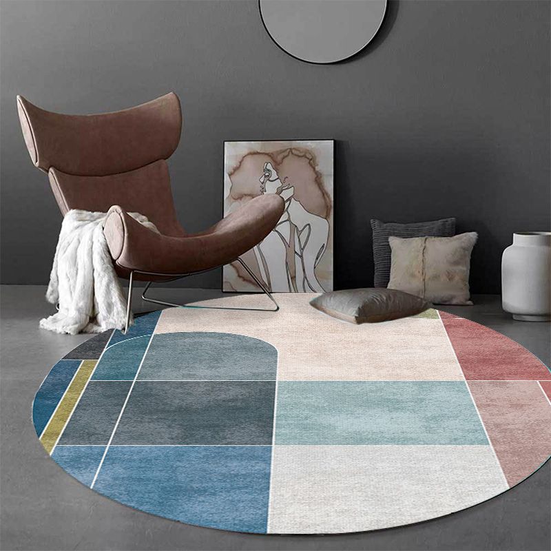 Multicolor Colorblock Geometric Pattern Rug Polyester Modern Rug Washable Anti-Slip Pet Friendly Area Rug for Living Room