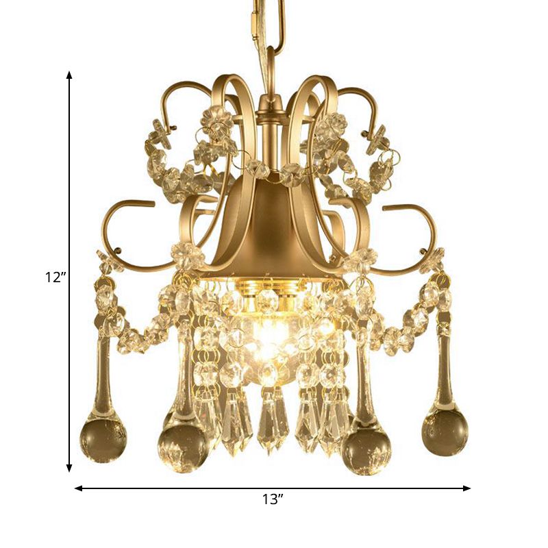 Crystal Swooping Arm Plafond Plafond Chandelier Simple 3 Lights Living Room Pendant Pending Lightture in Champagne