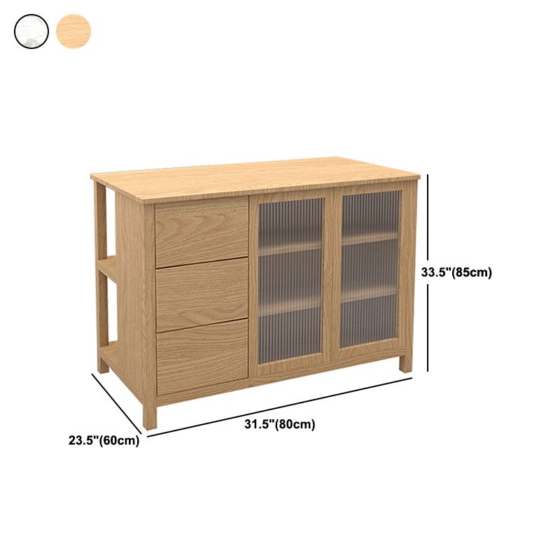 Traditional Stationary Kitchen Island Set Wood Rectangular Island Table for Home Use