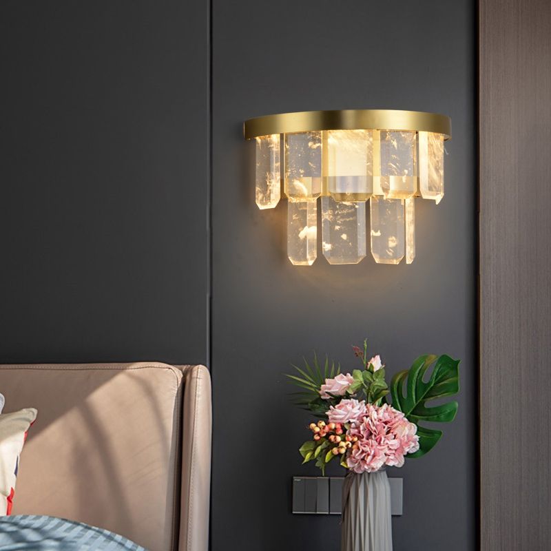 Modern Style Wall Light Crystal 1 Light Sconces in Transparent for Bedroom