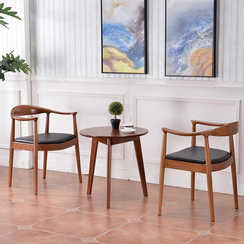 Chaise de salle à manger en bois de style scandinave, chaise d'appoint à dossier ouvert avec bras