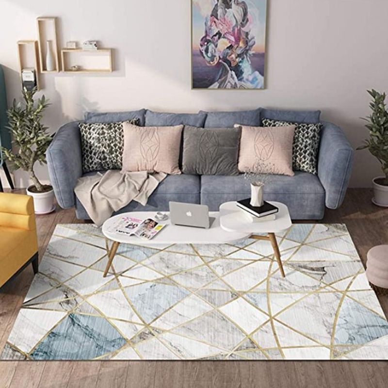Gold Simple Rug Polyester Gold Wire Rug Non-Slip Backing Rug for Drawing Room
