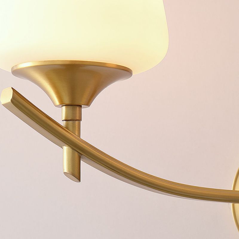 Golden Copper Wall Lamp Modern Style Wall Mount Lamp with Glass Shade for Bedroom