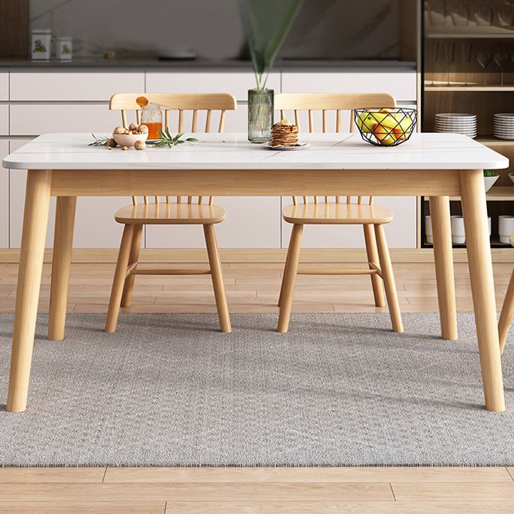 Rubberwood Solid Wood Dining Table Simplicity Dining Table with 4 Legs