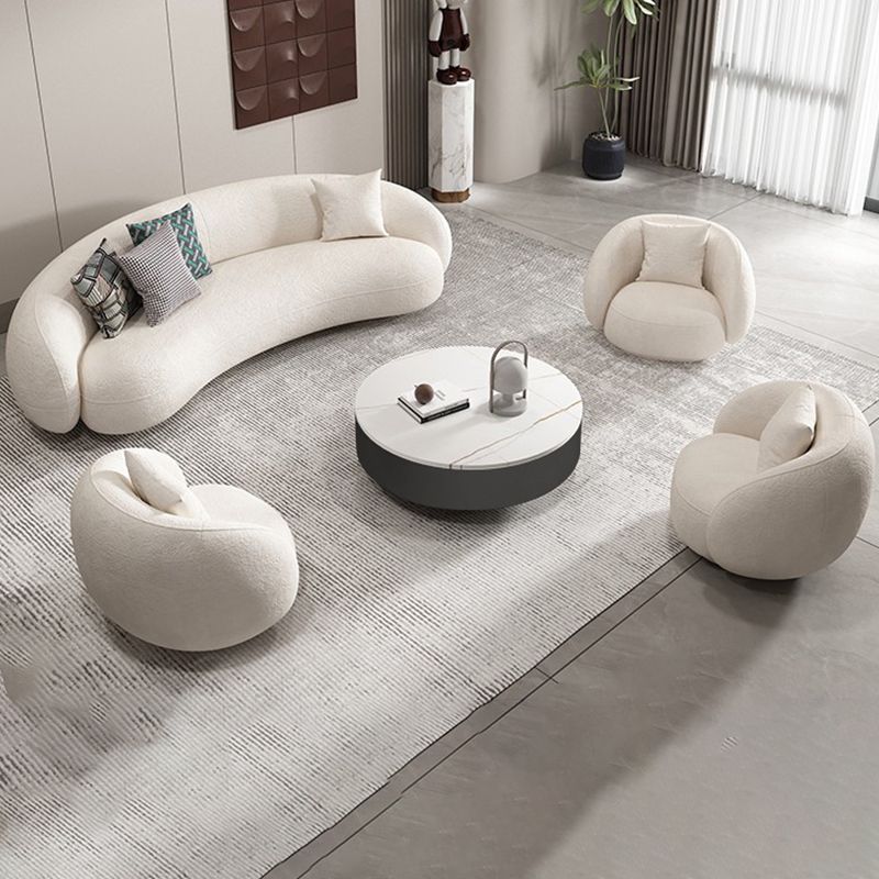 Wool Sloped Arm Sofa Contemporary Curved Sofa for Living Room, Apartment