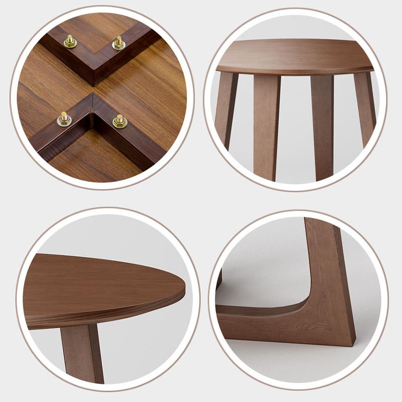 Round Double Pedestal Casual Dining Table Wood Color Fixed Table with Ashwood Solid Wood