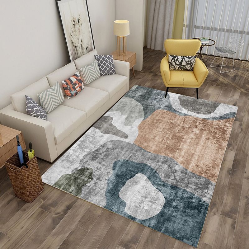 Green Stripe Rug Polyester Graphic Indoor Rug Stain Resistant Rug for Living Room