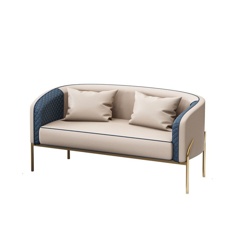 Modern 22.83" Wide Sofa Faux Leather Sloped Arm Sofa for Living Room