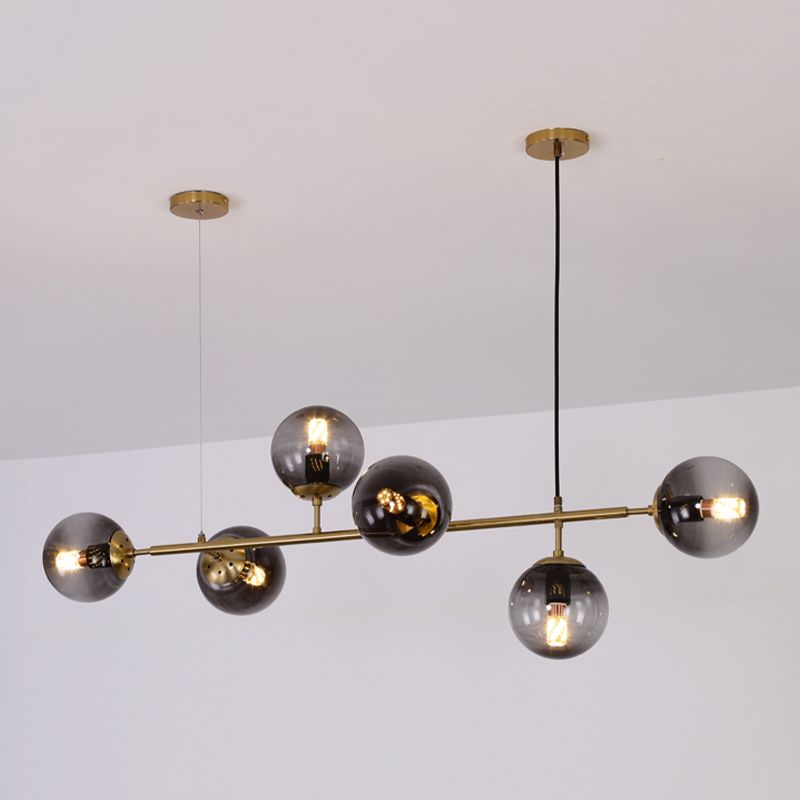 Nordic Style Hanging Lamp Strip Shape Island Light Fixture with Glass Shade for Bedroom