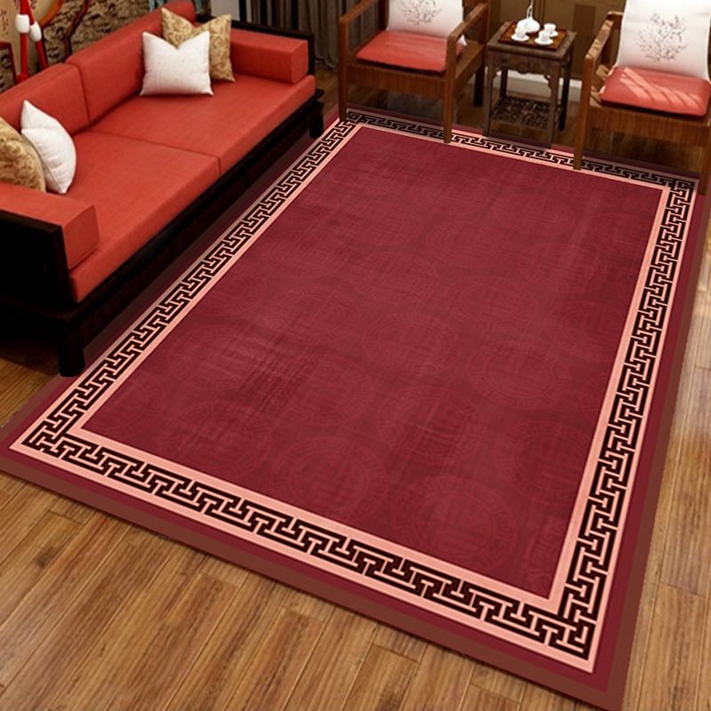 Oriental Solid Carpet Polyester Area Rug Non-Slip Backing Indoor Carpet for Home Decoration