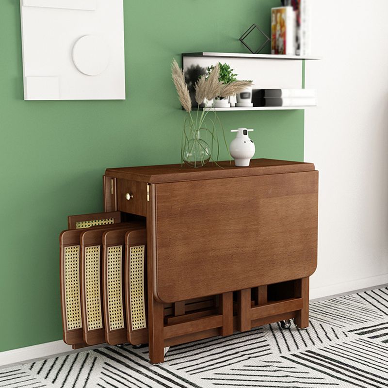 Mid-Century Folding Table Solid Wood Dining Site Table,51.2"L x 35.4"W x 29.5"H