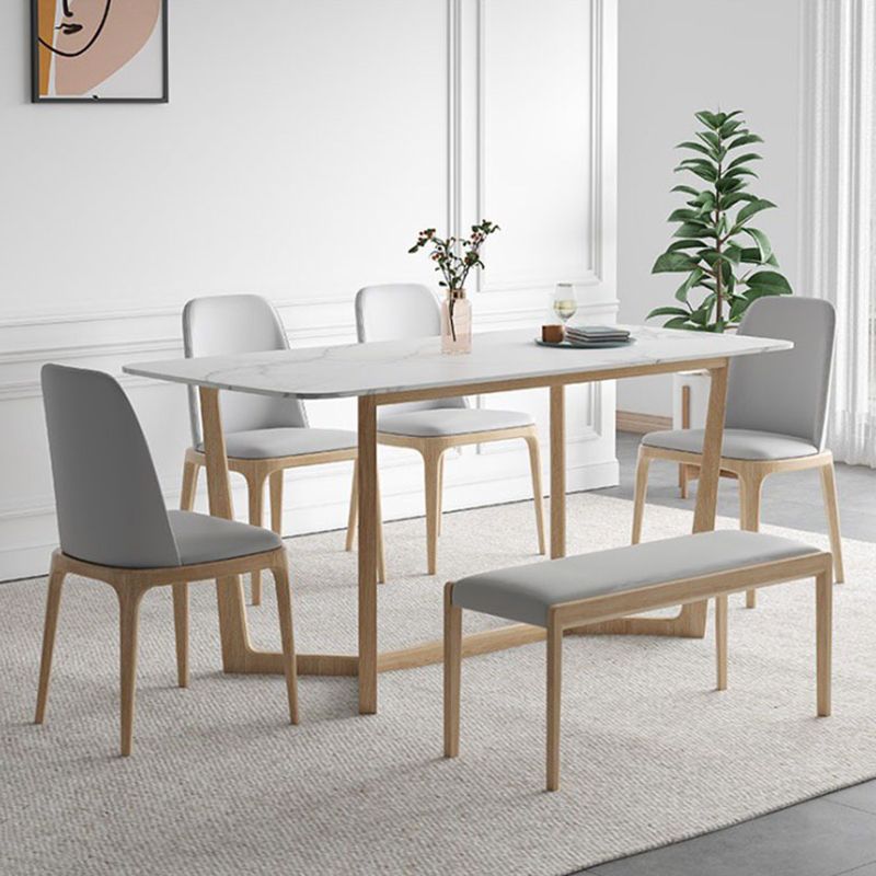 Simplicity Rectangle Dining Room Table Sintered Stone Table with Trestle Base