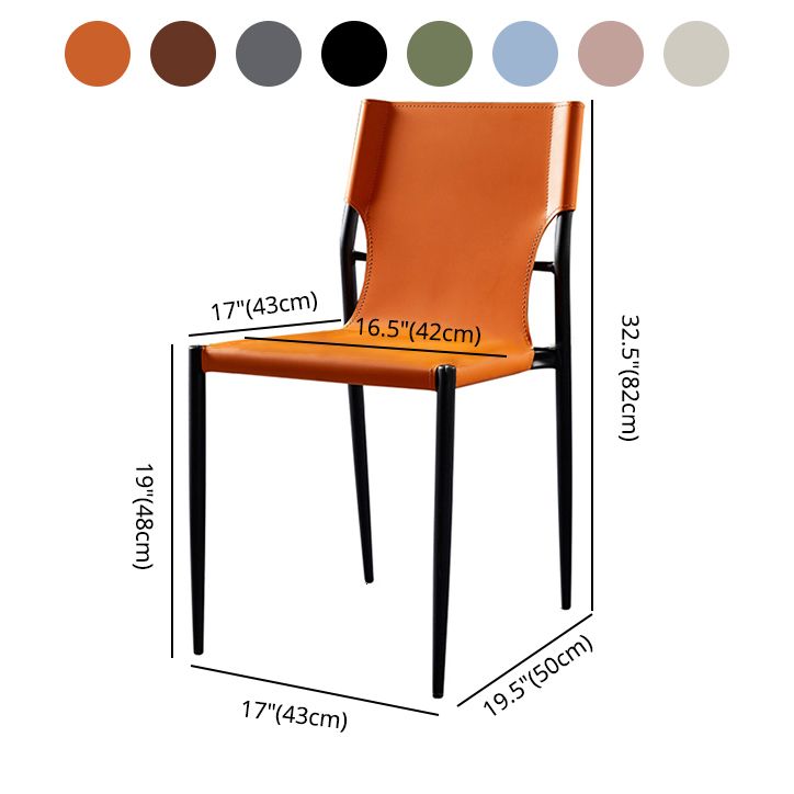 Chaises sans bras de salle à manger rembourrées en cuir, chaises latérales de salle à manger avec pieds en métal
