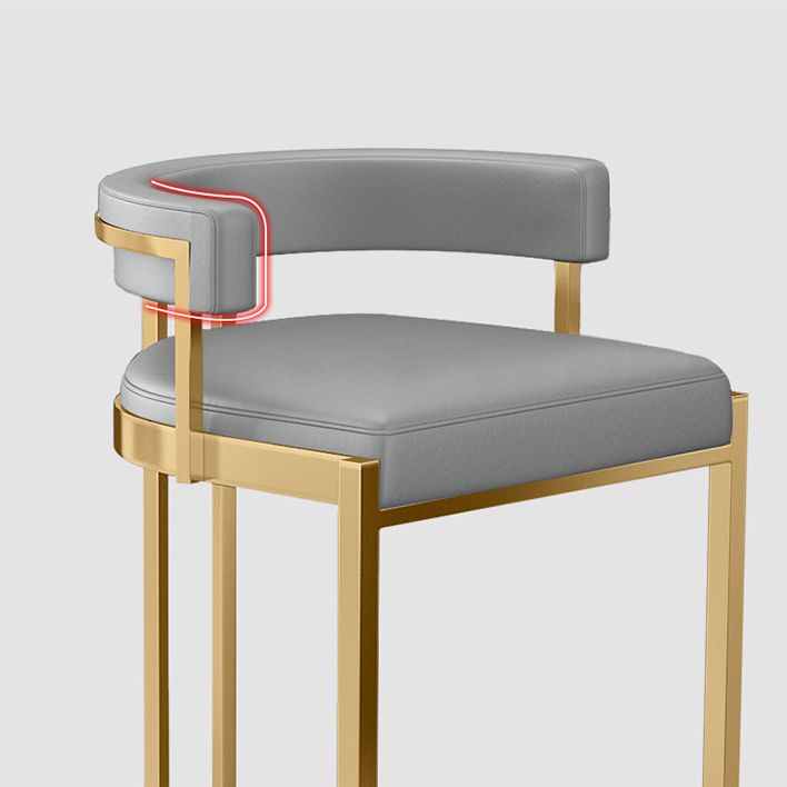 Glam Footrest Back Barstool Matte Acabado PU Cuero Matte Matte Cafetería taburete