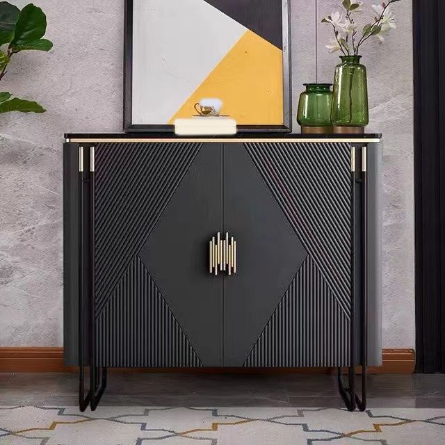 Glam Dining Buffet Marble Buffet Table with Doors for Dining Room