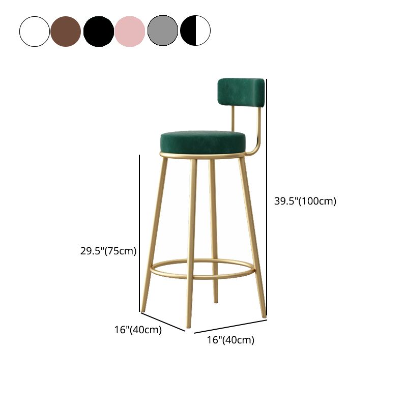 Scandinavian Design Upholstered Armless Stools for Home Low Back Barstools with Metal Legs