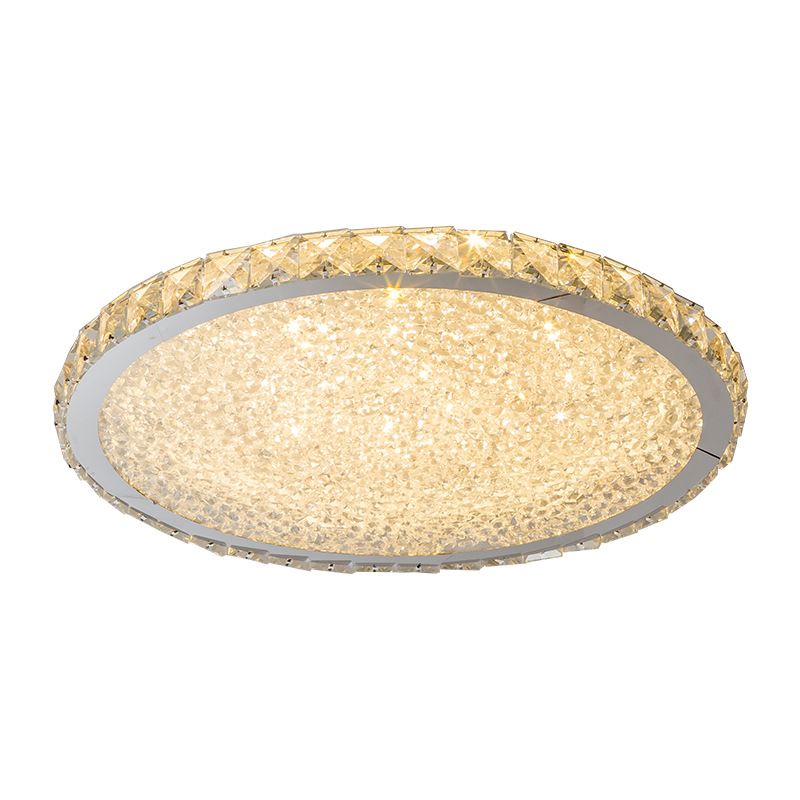 Lámpara de techo LED circular de acero inoxidable, montaje empotrado de cristal de estilo minimalista moderno para sala de estar