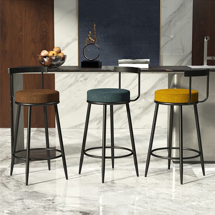 Modern Armless Backrest Counter Stool Iron Cashier Bar Stool with Cushion and Pedal