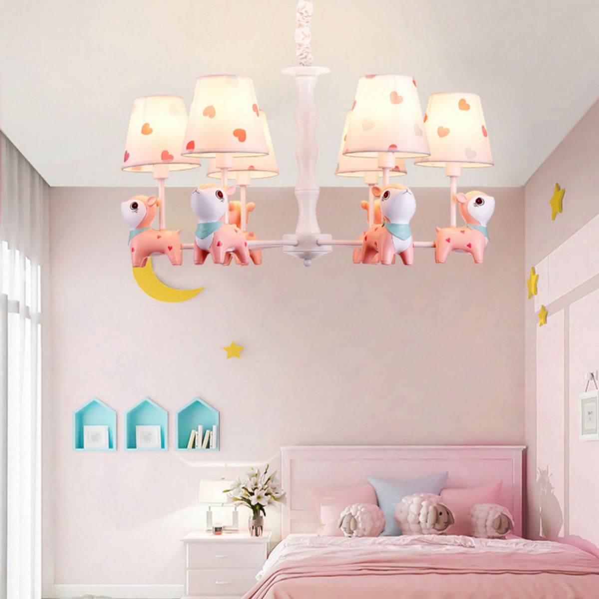 Estilo nórdico Macron Chandelier Costilla Multi-Head Luz de tela de tela múltiple para sala de estar