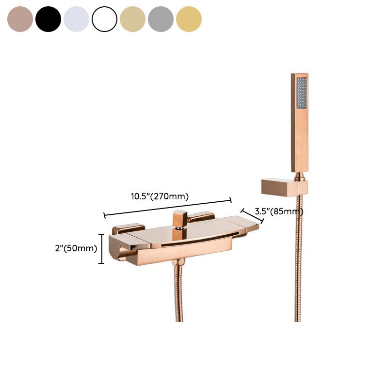 Modern Bathroom Faucet Copper Wall Mount Waterfall with Handheld Shower Tub Spouts