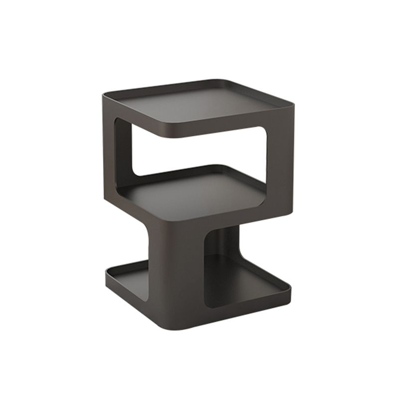Ultra-Modern Side End Snack Table with Metal Shelves Bedroom Side Table