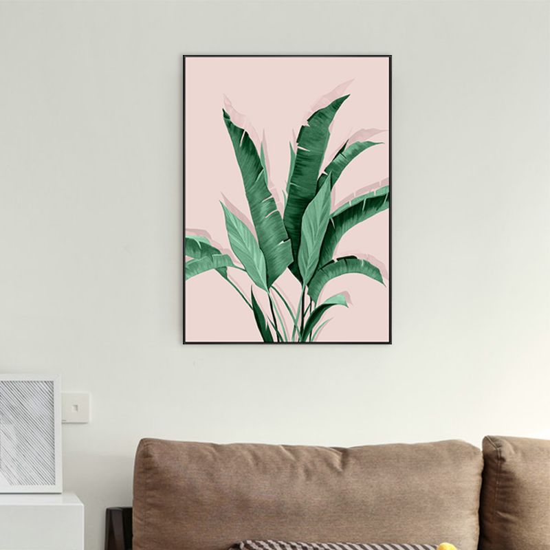 Pastel Color Leaves Painting Modern Style Textured Wall Art Decor for Girls Room