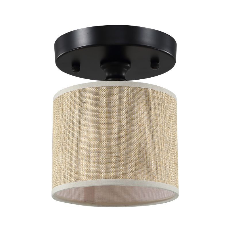 Stoffentrommel semi spoeling mount simplicity single-bulb beige flushmount plafondlicht