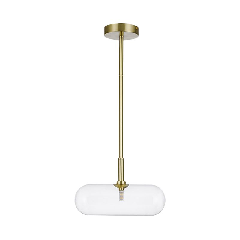 Minimalist Capsule Clear Glass Pendant Single-Bulb Suspended Lighting Fixture in Gold