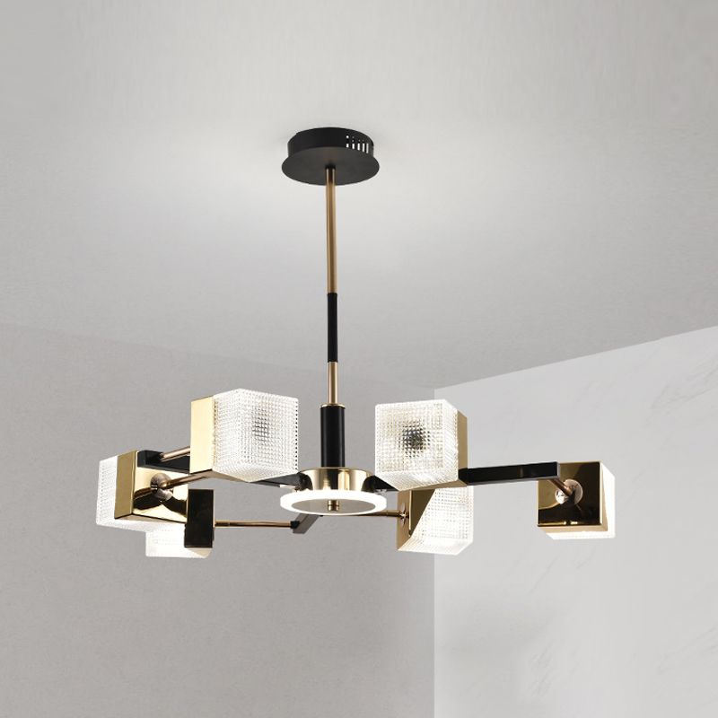 Square Chandelier Postmodern Metal LED Suspension Light Fixture