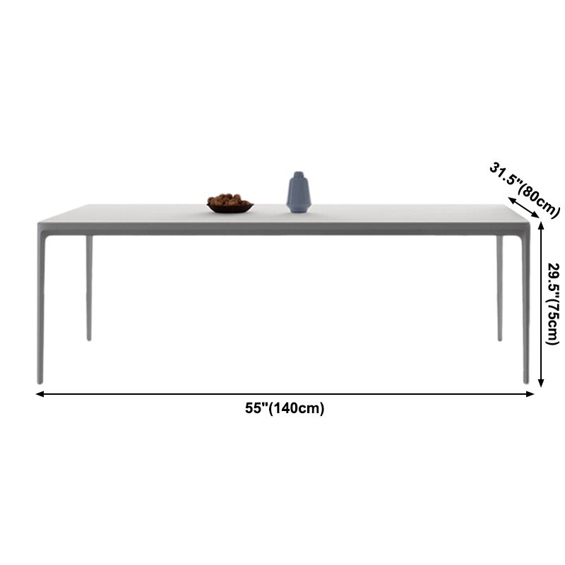 Metal Contemporary Rectangular Dining Table High Gloss White Sintered Stone Table with Metal Legs