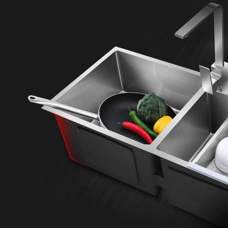 Double Bowl Kitchen Sink Stainless Steel Workstation Sink with Drain Assembly