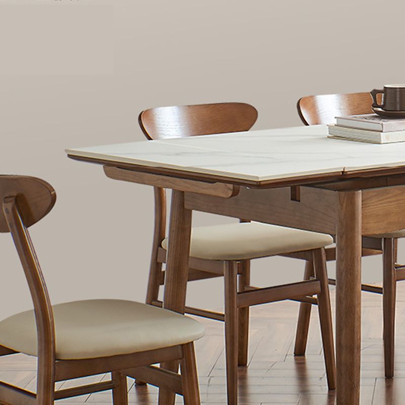 Modern Rectangle Dining Table Stone Top Extension Dining Table