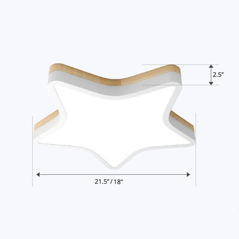 Kids Star LED Flush Mount Lamp Acryl Slaapkamer Plafond Lamp in Geel-Wit