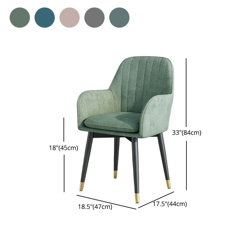 Sillas de comedor de tela escandinava para el hogar, silla lateral de comedor con respaldo sólido y brazo
