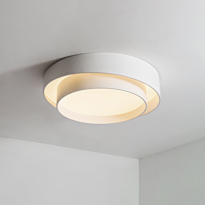 Ronde inbouwplafondlamp van wit metaal, LED-inbouwverlichting in Scandinavische stijl voor slaapkamer