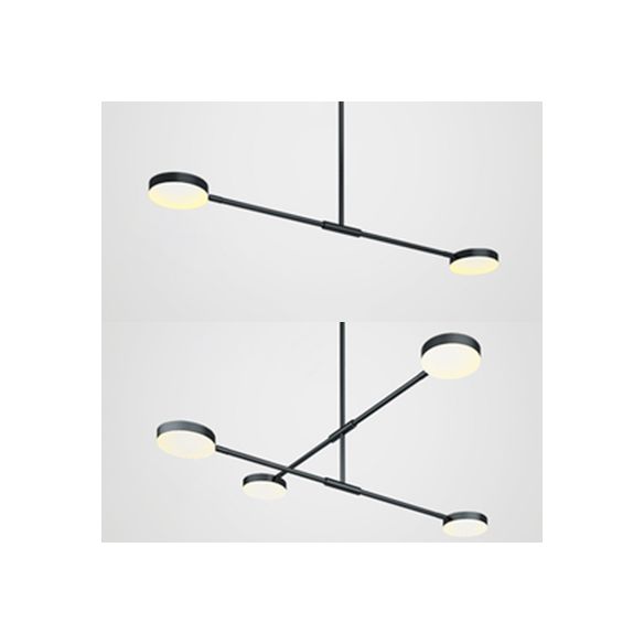 Semplice lampadario lineare elegante con tonalità tamburo acrilico 2/4 luci a LED Luce sospesa per soggiorno per soggiorno