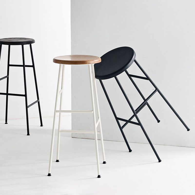 Moderno sin brazo Taburete sin espalda de acero Taller de postres de postres con asiento de madera