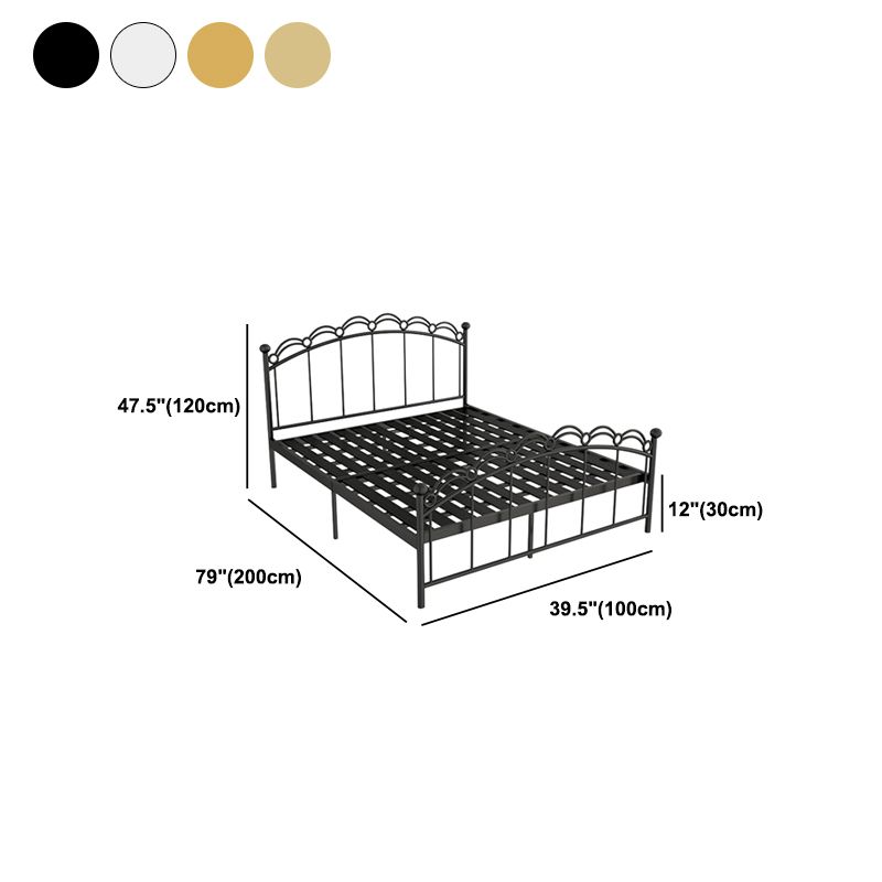 Open-Frame Glam Bed Metal Bed Frame with Rainbow Headboard and Footboard