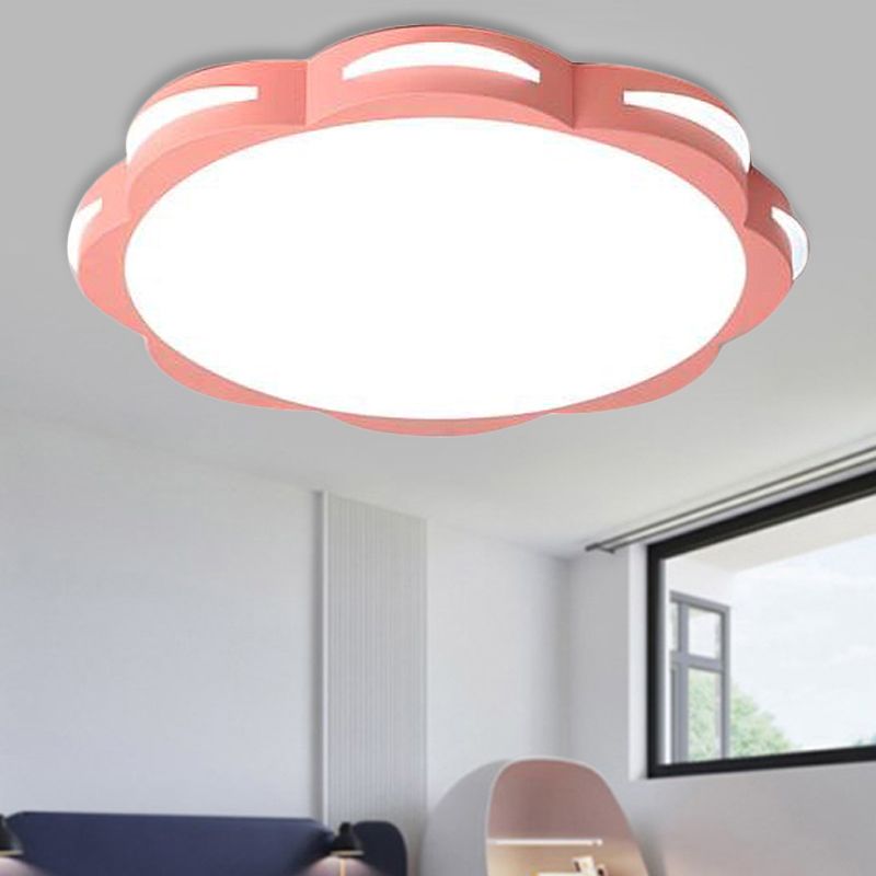 Bedroom Ceiling Lighting LED, Macaron Flush Mount Light with Acrylic Floral Shade for Girls