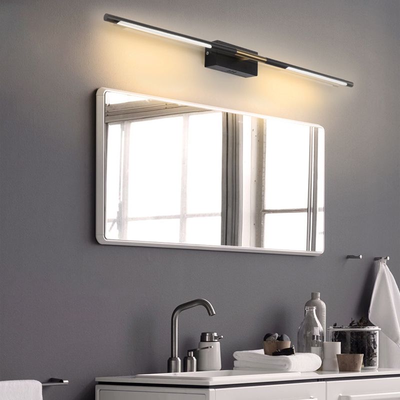 2-lichts lineaire wandwandeling moderne eenvoudige stijl spiegelmuurverlichting in zwart