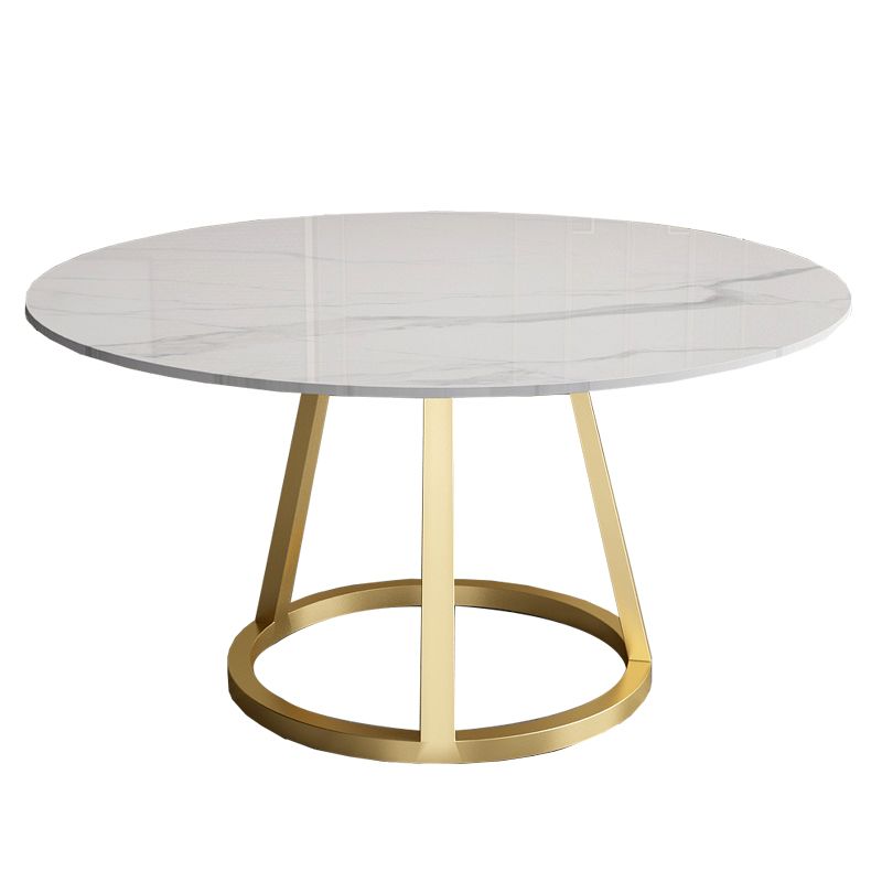 Round Marble Top Dining Table in White Traditional Luxury Dining Table