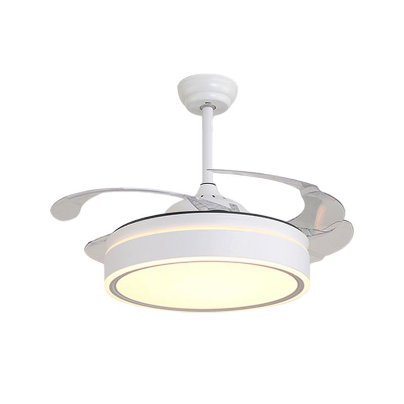 Acrylrunde 4 Klingen Anhänger Lüfterleuchte moderne LED -Semi -Flush für Schlafzimmer, 20 "breit