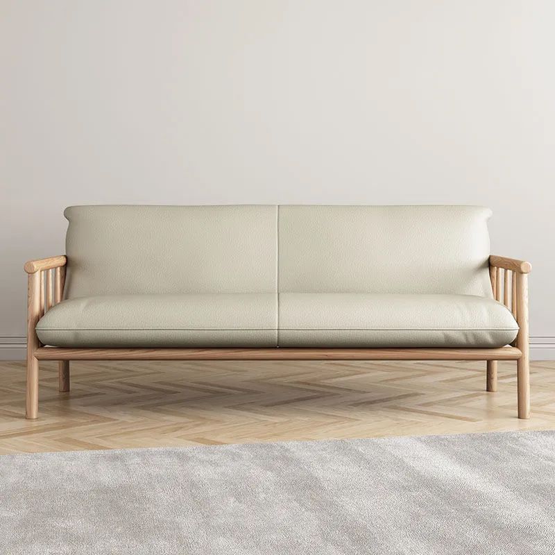 Faux Leather Sofa 28.74" D x 30.31" H Square Arm Sofa for Living Room