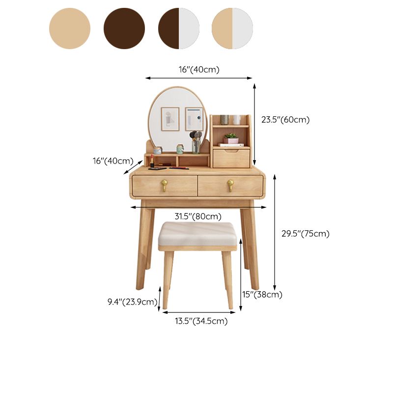 Traditional Vanity Dressing Table Set Solid Wood Vanity Makeup Table Set with Mirror