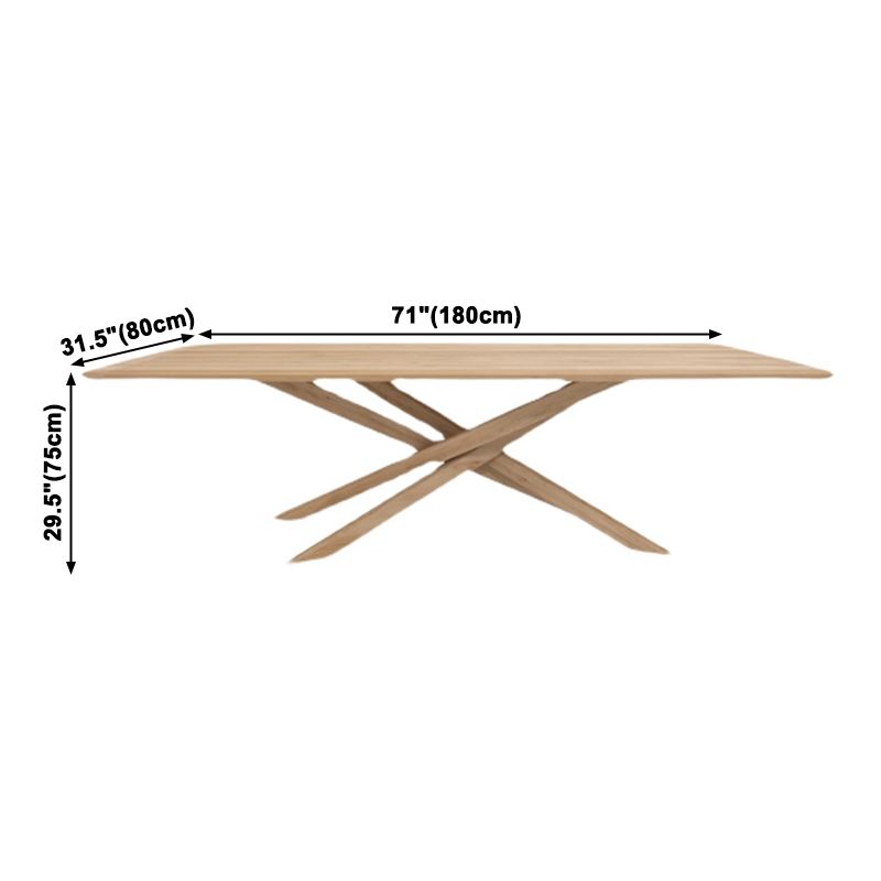 Rectangle Oak Solid Wood Table in Nature Modern Dining Table with Wooden Pedestal
